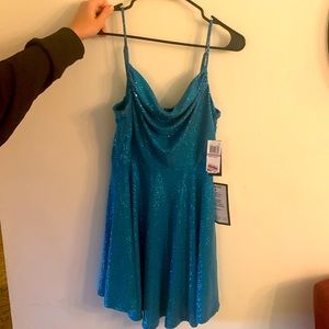City Studio Party Blue sequined party dress NWT